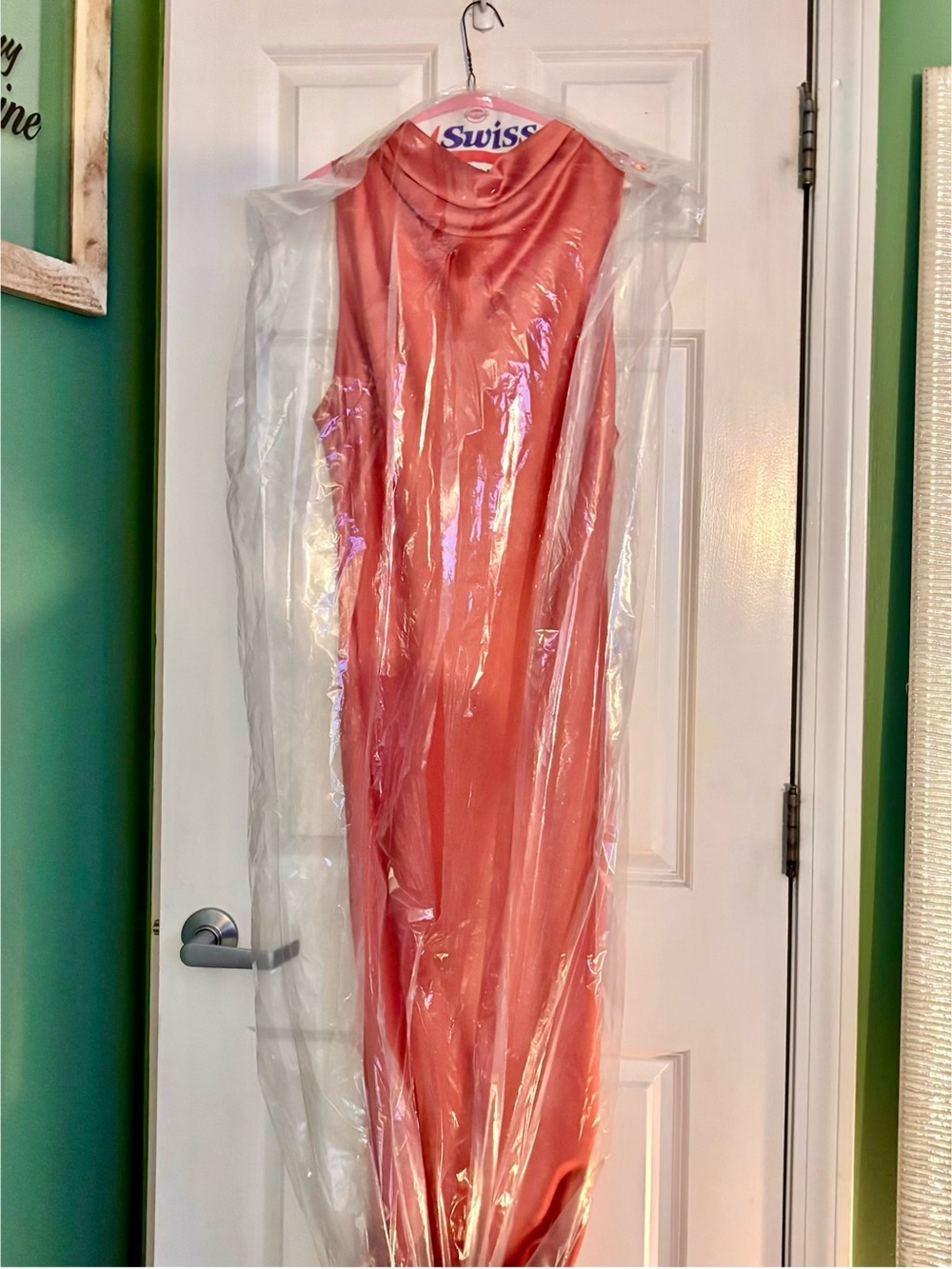 Zara Coral Satin Cowl-Neck Maxi Dress - Picture 8 of 8